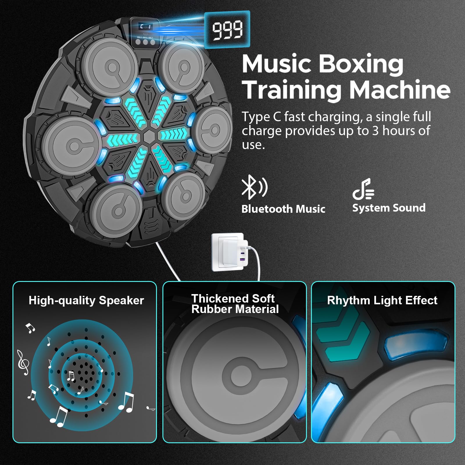 Musical Boxing Machine for Kids and Adults, Wall Mounted Boxing
