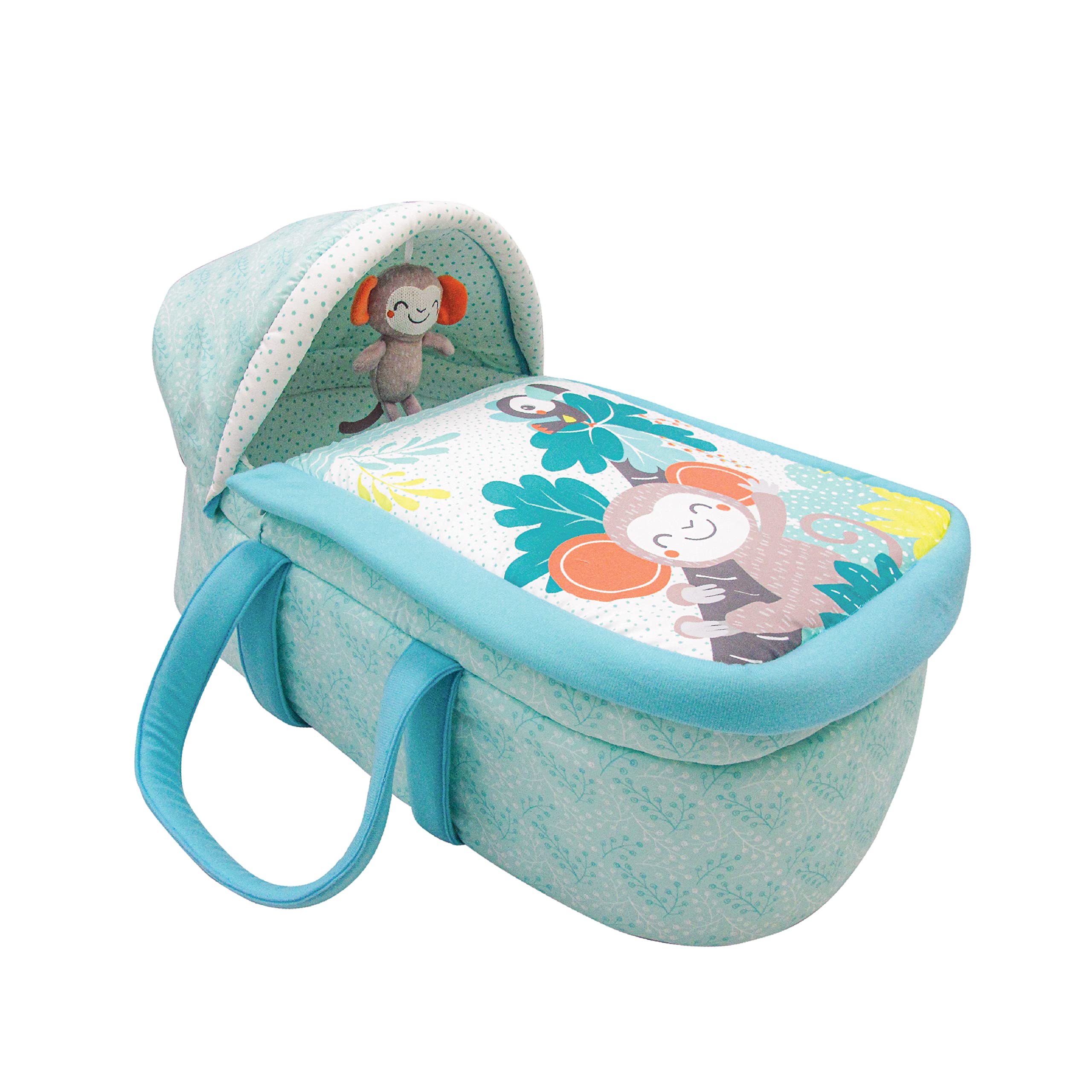 The Moon Brand Moses Basket, Bedside sleeper, travel carrycot, Honey Bear, 0-12 months - Blue