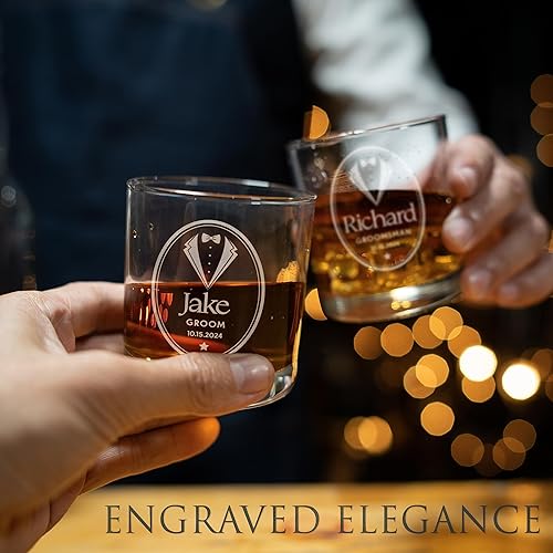 Miniatura 5 de Individual, regalos de padrinos de boda, vidrio de whisky personalizado para padrinos de boda, regalos de propuesta de padrinos de boda, regalos