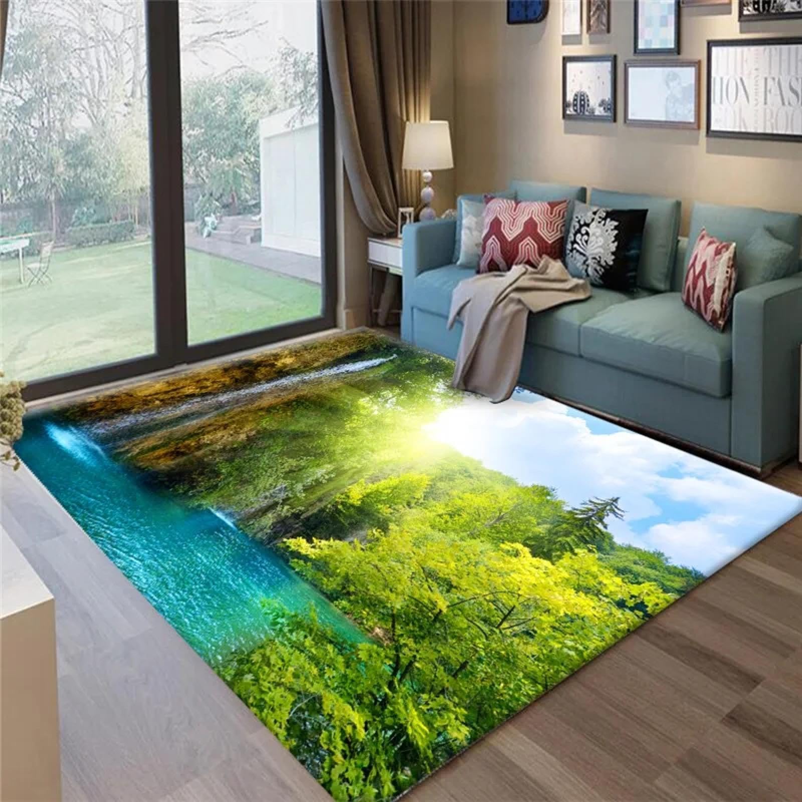 Alfombra de cascada 120x160cm que transforma tu sala de estar en un oasis natural