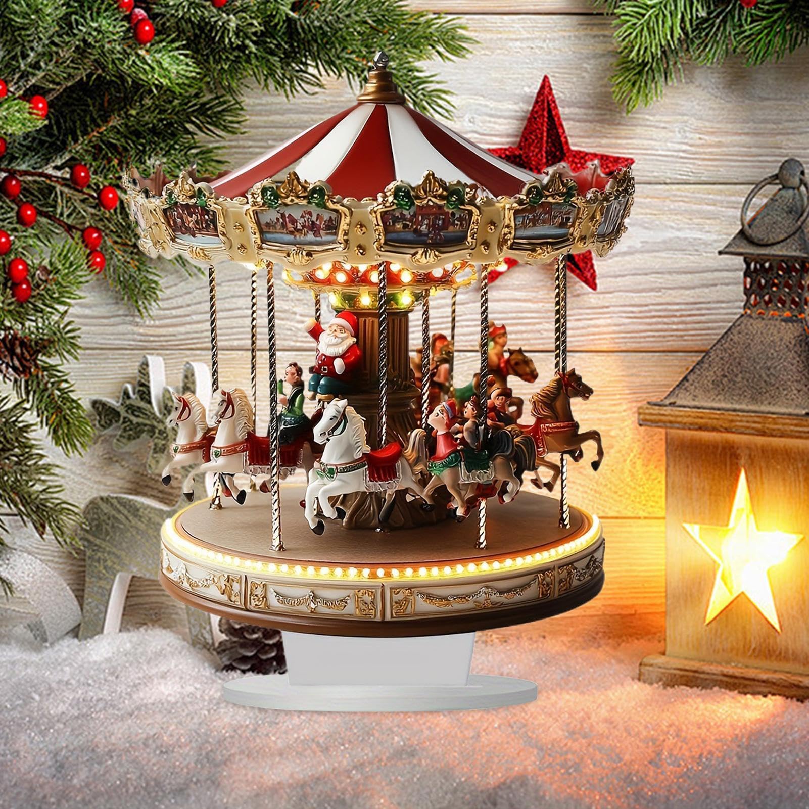 Amazon.com: Holiday Village Carousel - Festive Tabletop Decoration