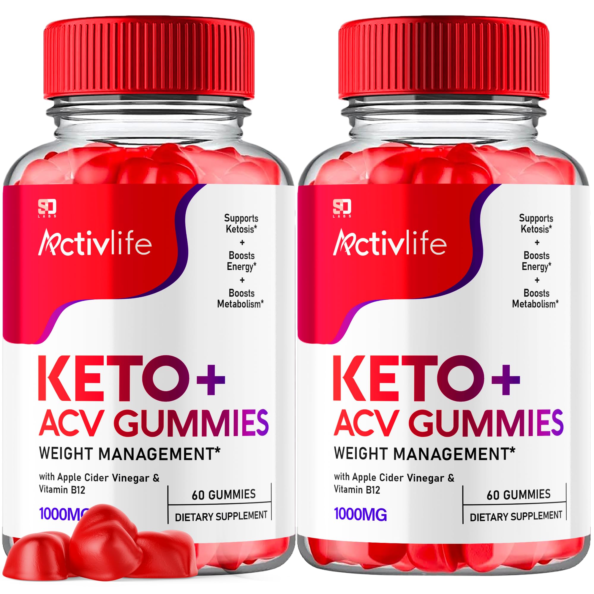 (2 Pack) Activlife Keto ACV Gummies Advanced Weight Loss, Activlife Keto + ACV Apple Cider Vinegar Supplement 1000MG, Activlife Keto+ACV Apple Cider ...