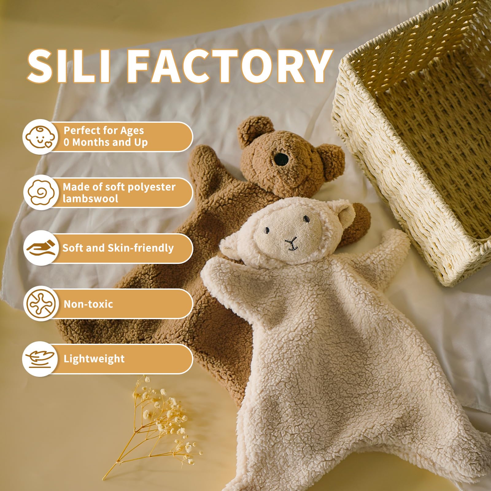 Lovey for Baby, manta de seguridad suave para bebé, juguete de animales de peluche para bebés de 0 a 12 meses, regalo de bebé para bebés y niños pequeños (beige-cordero)