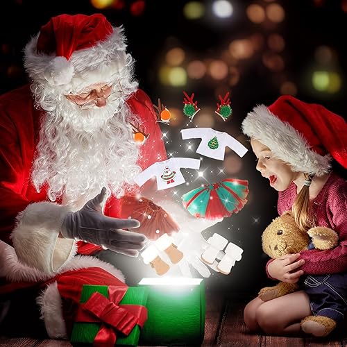 Miniatura 7 de Kajaia 8 piezas de ropa y accesorios navideños de 18 pulgadas para muñeca, vestido, falda, zapatos, traje con horquilla de ciervo de Papá Noel,