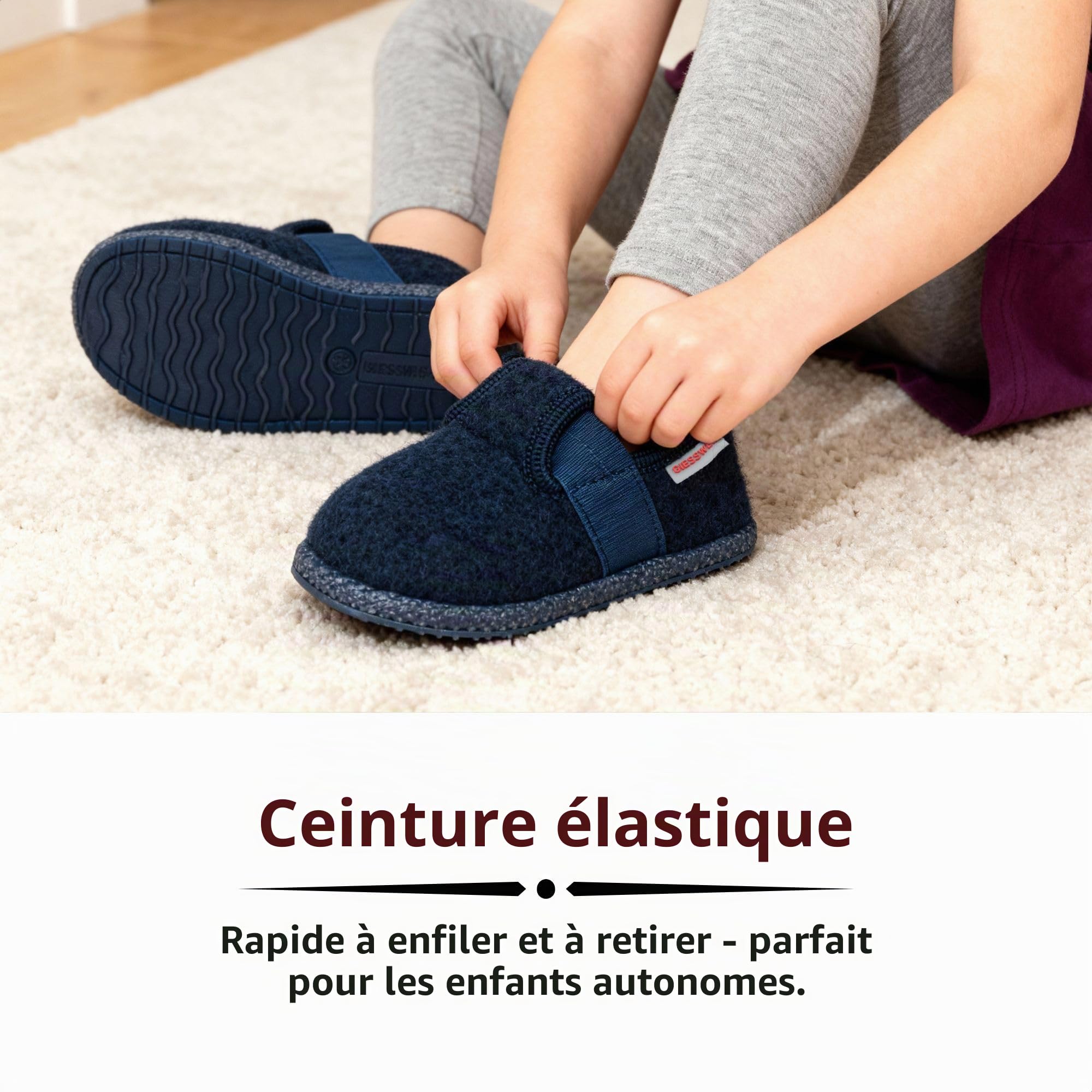 Giesswein Türnberg, Chaussons courts, non doublées Mixte enfant