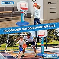 Vista 3 de Toddler Basketball Hoop Indoor for Age 1-3, Adjustable Kids Basketball Hoops, Mini Basketball Hoop with 3 Balls for Outdoor Poolside, Birthday
