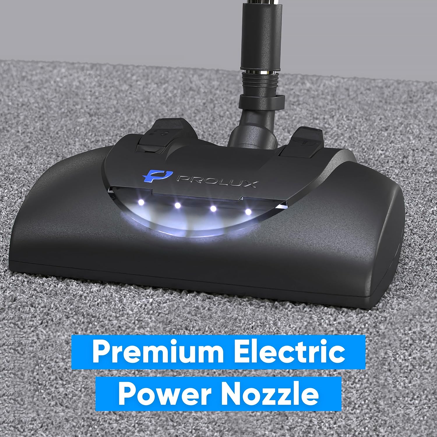 Premium Electric Power Nozzle with LED lights on a carpeted surface.
