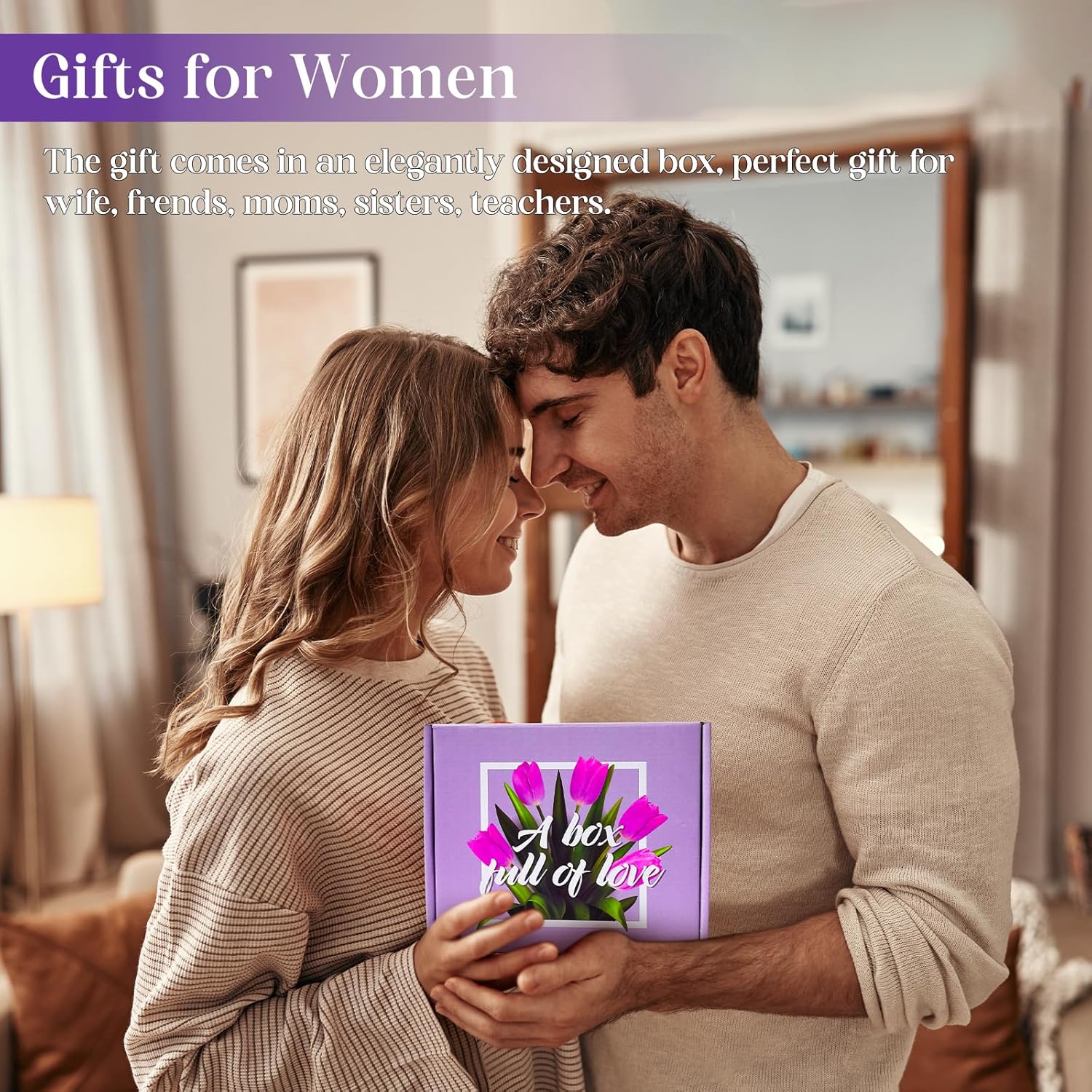 Christmas Gift baskets for Women, Christmas Gift Sets for Mom, Her, Wife, Girlfriend, Care Package for Women, Birthday Unique Gifts, Holiday Gifts Basket with Canvas Tote Bag Sock Tumbler Flower