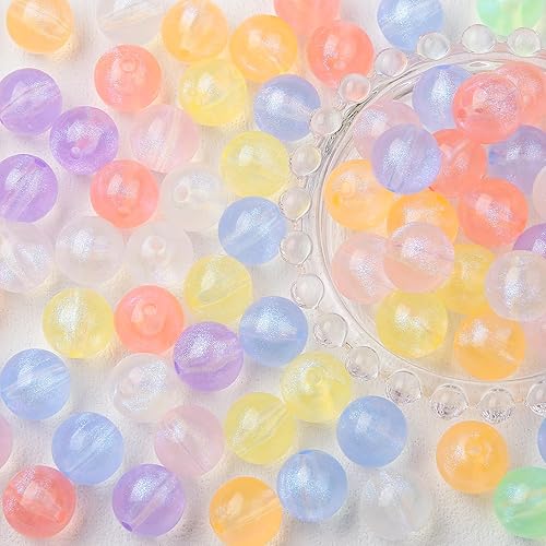 Cuentas acrílicas de 0.631 pulgadas (0.630 in), cuentas redondas de sirena de color Ab, cuentas de océano para pulseras, anillos, collares,