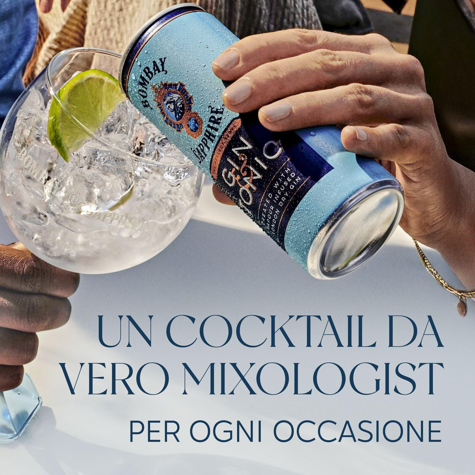 Lattine di cocktail pronti da bere Bombay Sapphire Gin and Tonic Ready to Drink, 6,5% vol., 25 cl / 250 ml (Confezione da 12), Drink alcolici con London Dry Gin 100% infuso a vapore