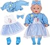 4 Pcs Blue Baby Dolls Clothes for 12-18 Inch Newborn Baby Doll, Blue Tulle Dress with Knitted Cardigan Bow hairband and Socks for 35-45cm Girl Doll, Baby Doll Accessories for Kids Birthday Gift