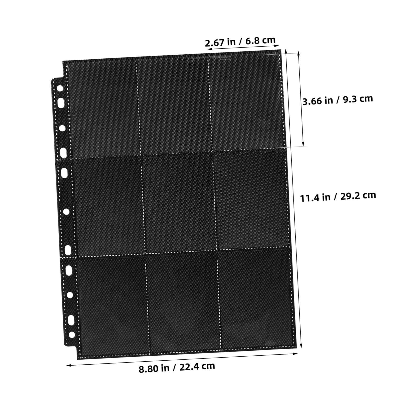 VICASKY Pagine per Raccoglitore Carte Giochi Nero in Pp 50 Fogli, 11 Fori e 18 Tasche Doppio Lato, Compatte e Portatili, per Collezione e Protezione Carte
