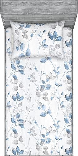 Miniatura 55 de Ambesonne Floral Fitted Sheet & Pillow Sham Set, Retro Wave Inspired Flower Motif with Space Inspired Effects Print, Decorative Printed 3 Piece Dark