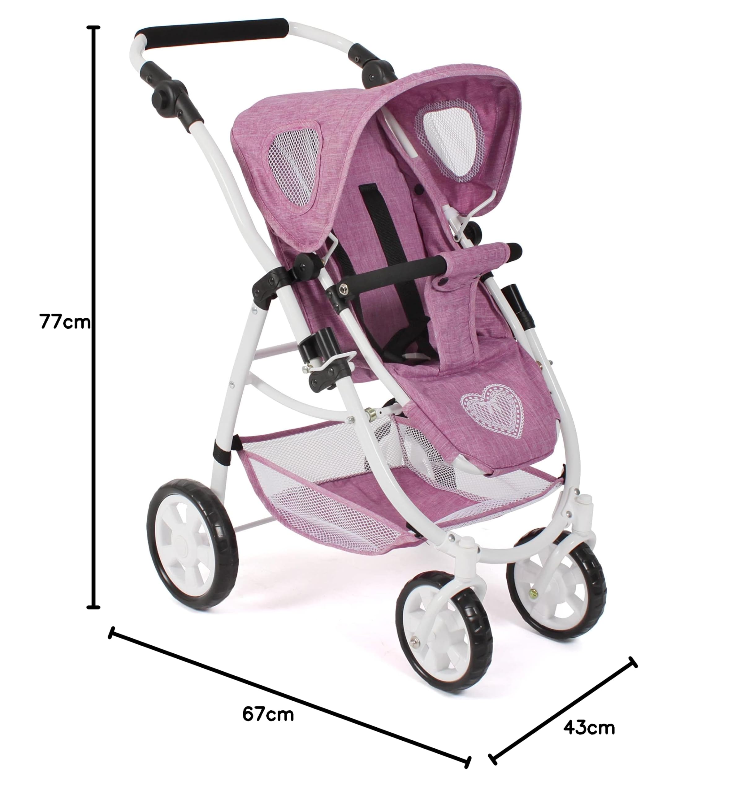 Bayer Chic 2000 - Puppenwagen Emotion All In, 3in1 Puppenwagen-Set bestehend aus Babywanne, Sportsitz und Autositz, Jeans pink