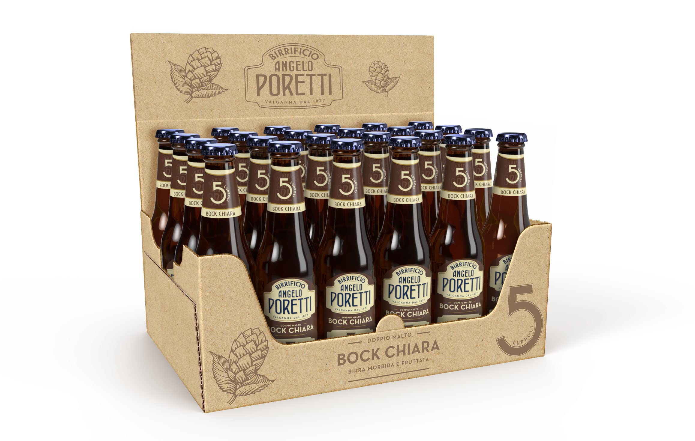PORETTI 5 saltos de cerveza cl33x24pz contenido de alcohol de 6,5% bebidas alcohólicas