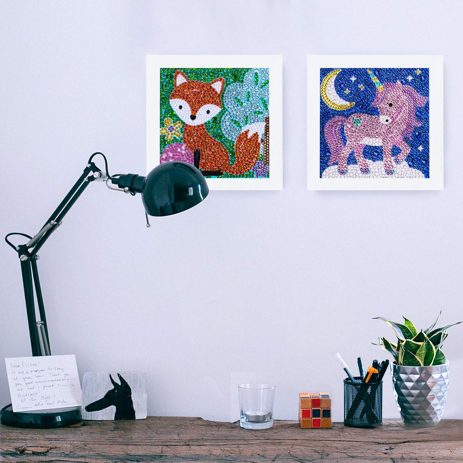 MWOOT Kit Diamante Painting 5D Per Bambini – Quadro Mosaico Fai Da Te Con Scimmia – Completo Di Strass, Tela E Strumenti – 15x15 Cm – Attività Creativa E Regalo Originale