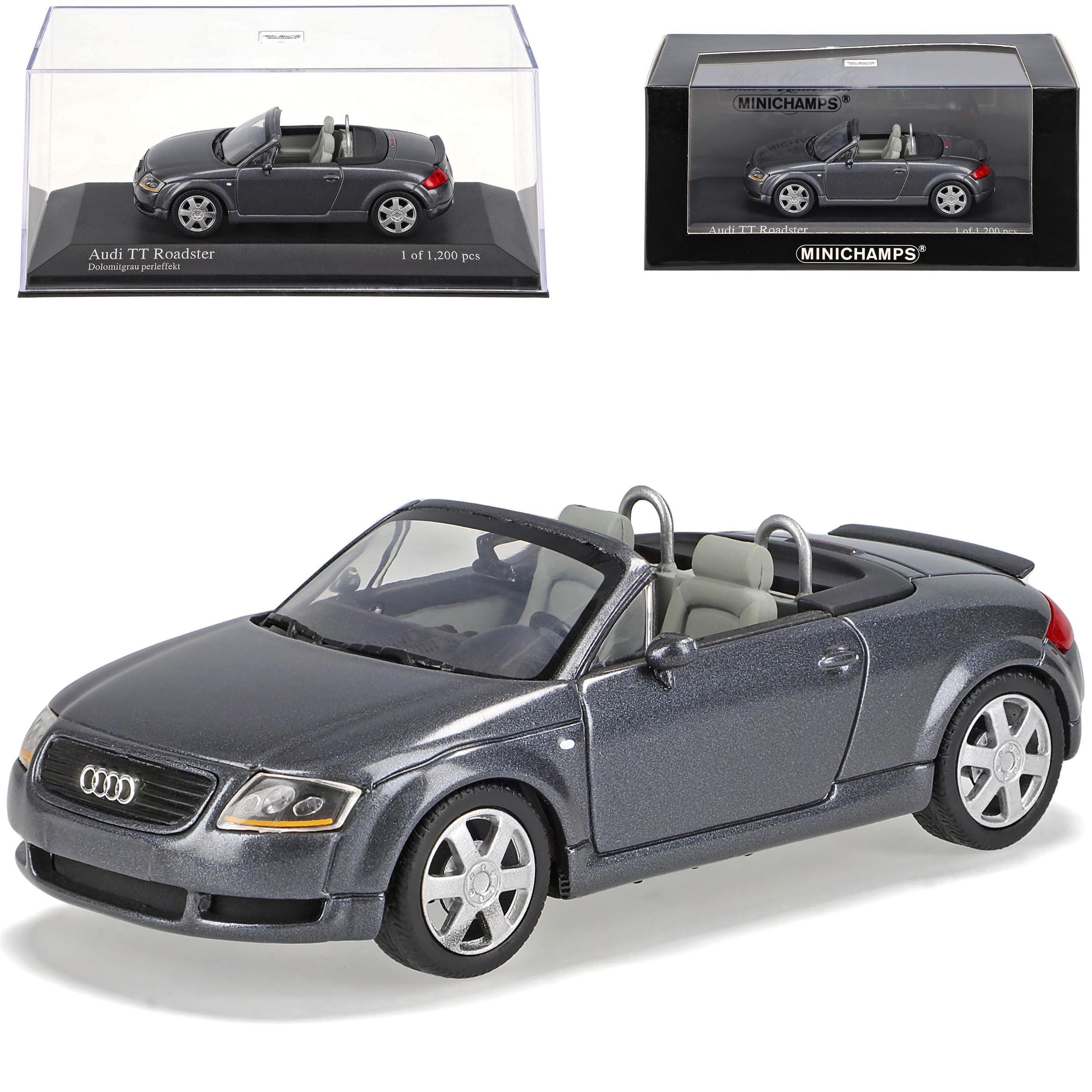 Minichamps A-U-D-I TT 8N Roadster Cabrio Grau 1998-2006 1/43 Modell Auto mit individiuellem Wunschkennzeichen