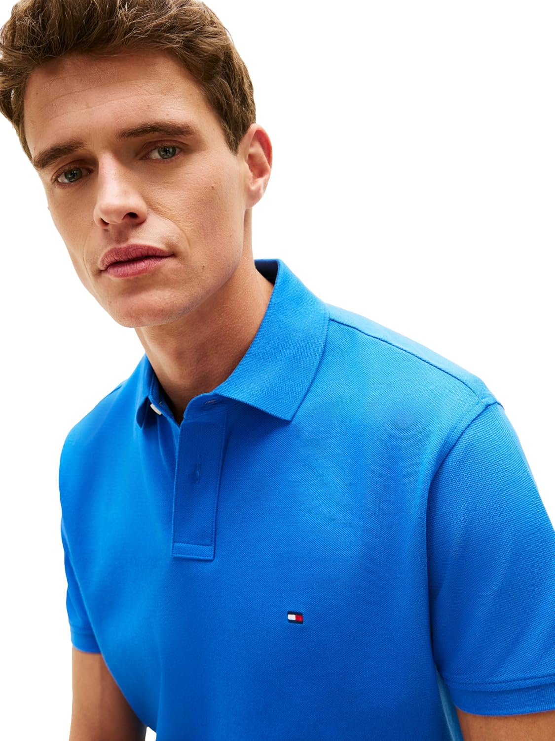 Tommy Hilfiger Men's Short Sleeve Polo Shirts in Classic Fit with Stretch and Organic Pique Cotton