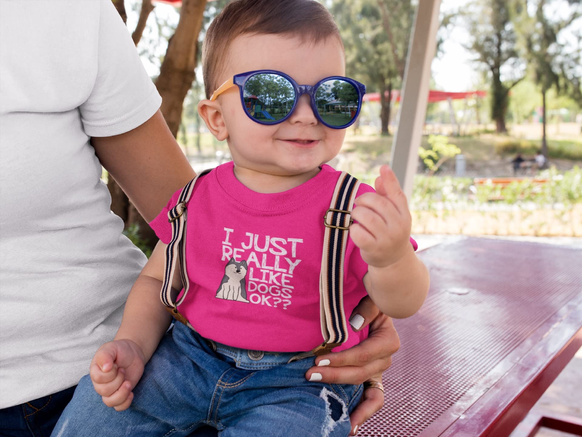 I Just Really Like Dogs Ok Cute Toddler T Shirt Hot Pink 3T