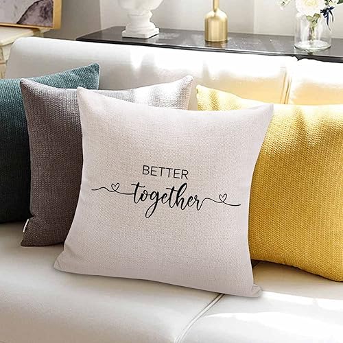 Miniatura 3 de Rebbygena Better Together - Fundas de almohada de 20 x 20 pulgadas, divertidas citas de amor, funda de almohada de lino de algodón para sofá, hogar,