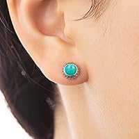 Vista 44 de Real Crystal Birthstone Sterling Silver Stud Earrings Jewelry for Women Fashion Trendy Western 925 Antiqued Boho Handmade Best Gift for Her keenove