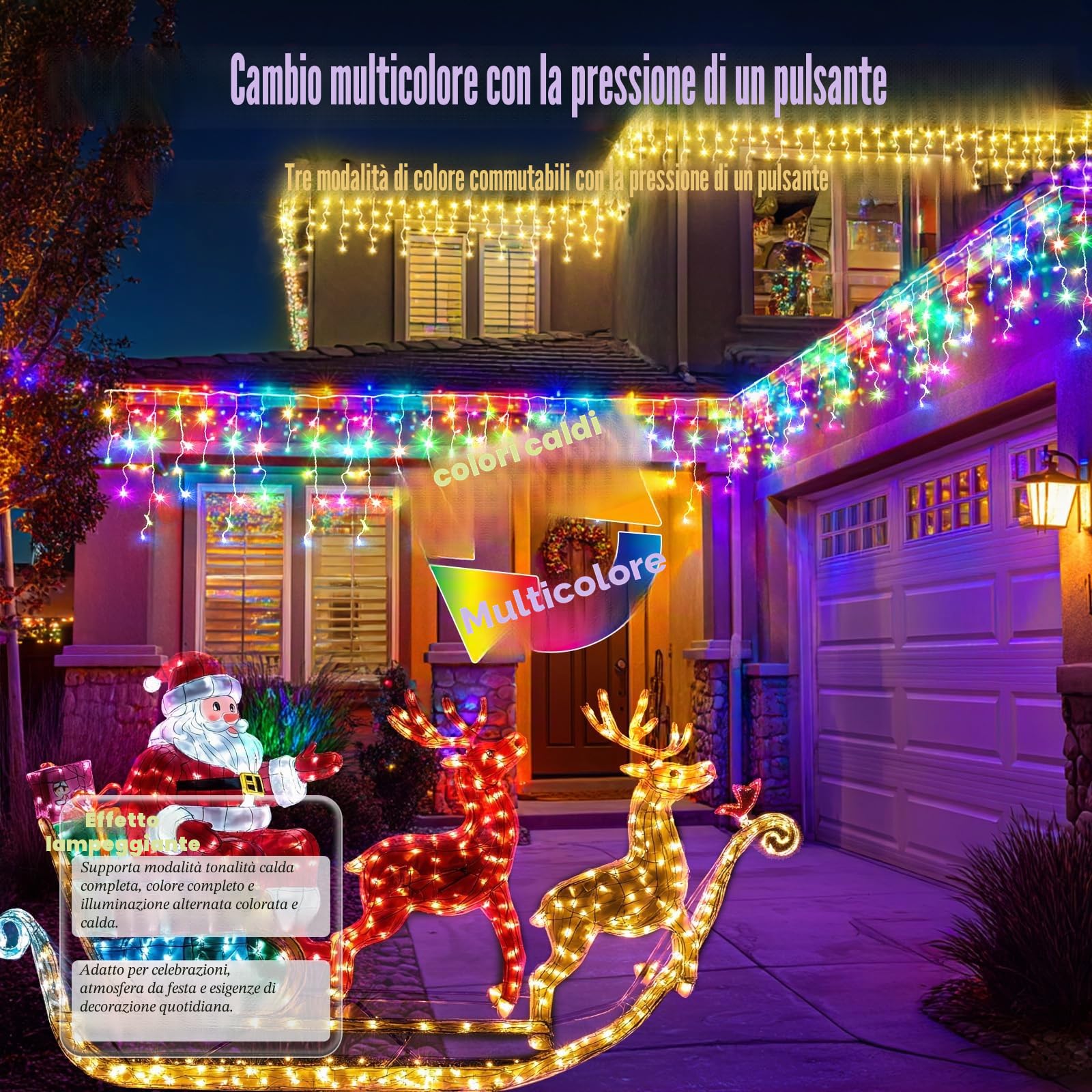 800 LED Luci di Natale da Esterno, 25+5M Tenda Luminosa Natale con IP65 Impermeabile, 8 Modalità, Timer, Funzione Memoria, Luci Natale Esterno Cascata Decorazioni per Balcone, Natale, Matrimoni, Feste