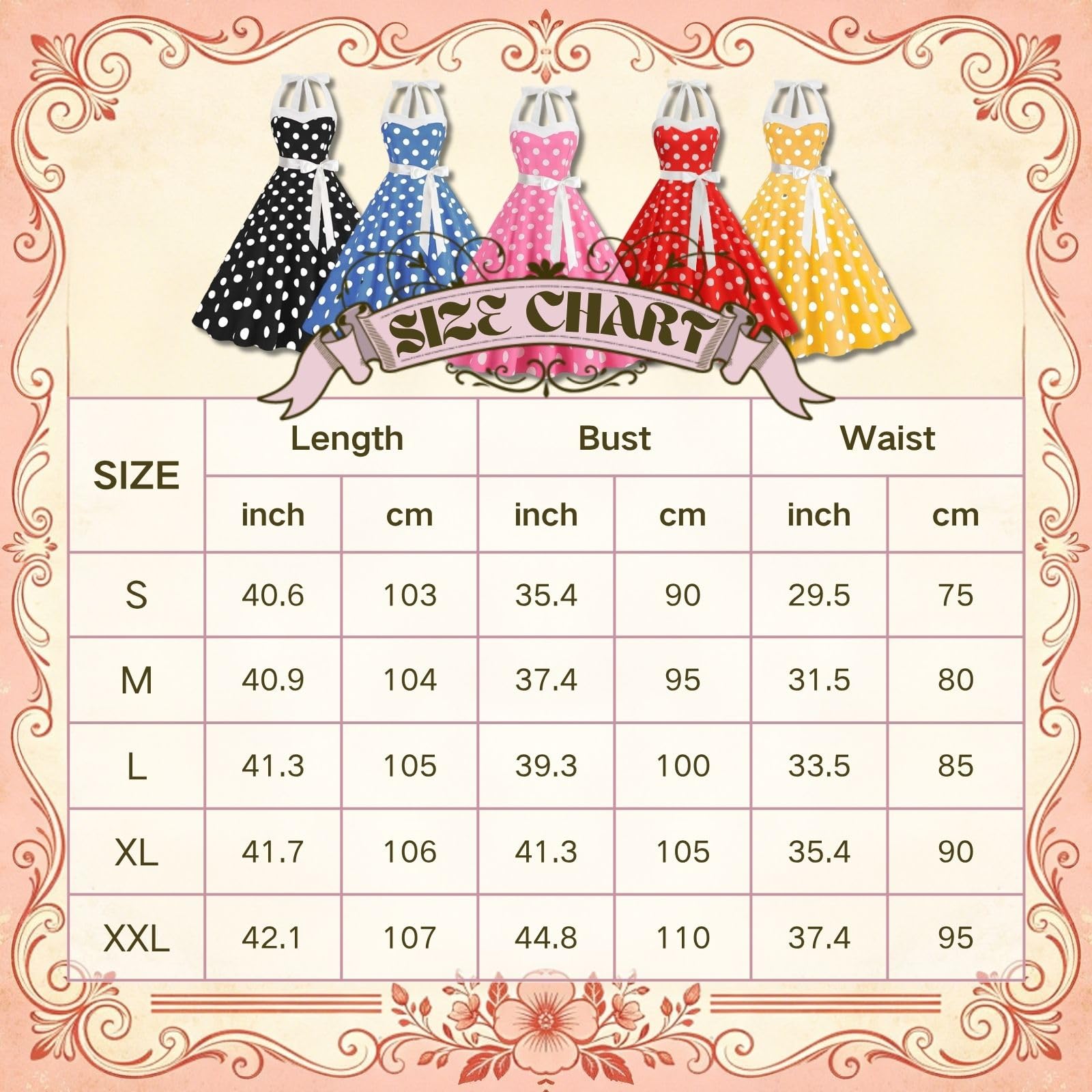 maxToonrain Robe de soirée vintage années 50 pour femme - Motif à pois - Style années 50 - Pour adultes