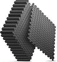 Nazhura EVA Interlocking Home Gym Mats - 16 Puzzle Foam Tiles, 64 Sq Ft for Workouts, Yoga & Kids Play Areas, 24x24x1/2 in Black