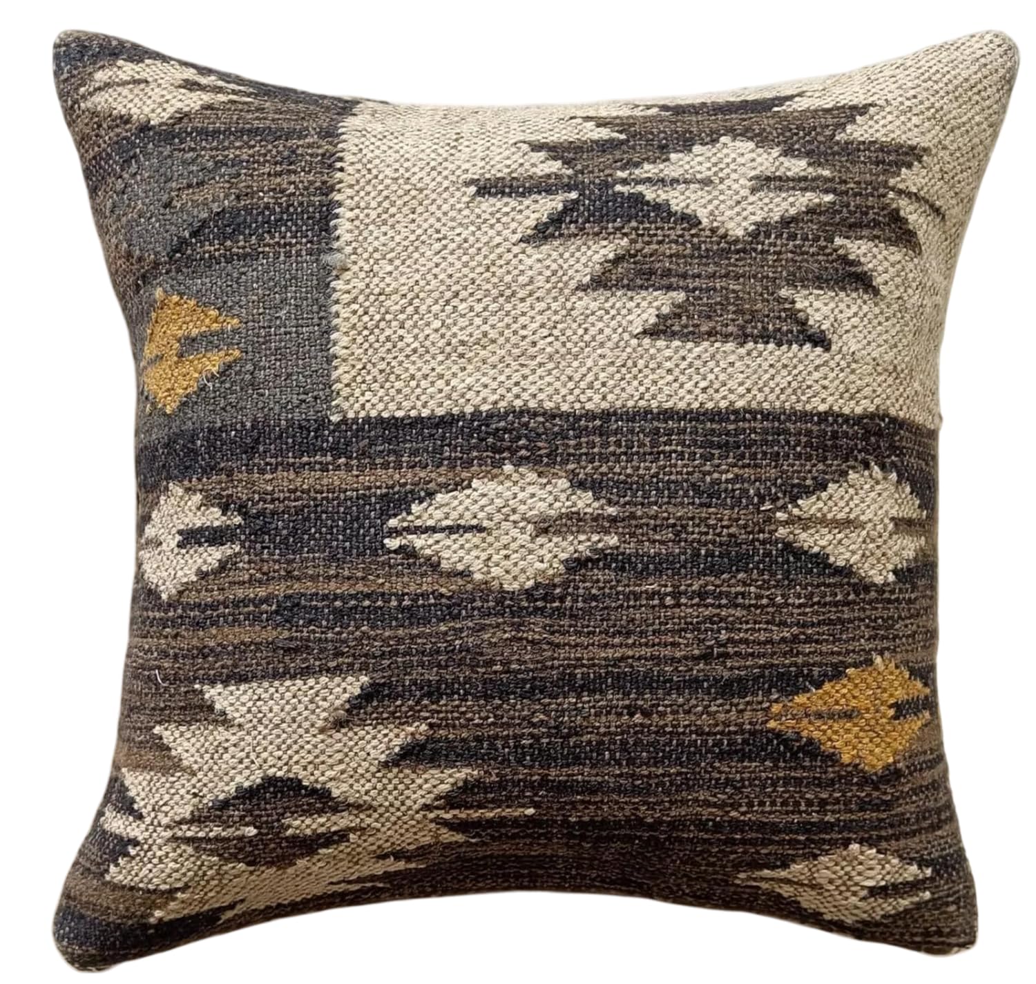 Housse de coussin kilim moderne en laine jute bohème INDACORIFY 45,7x45,7