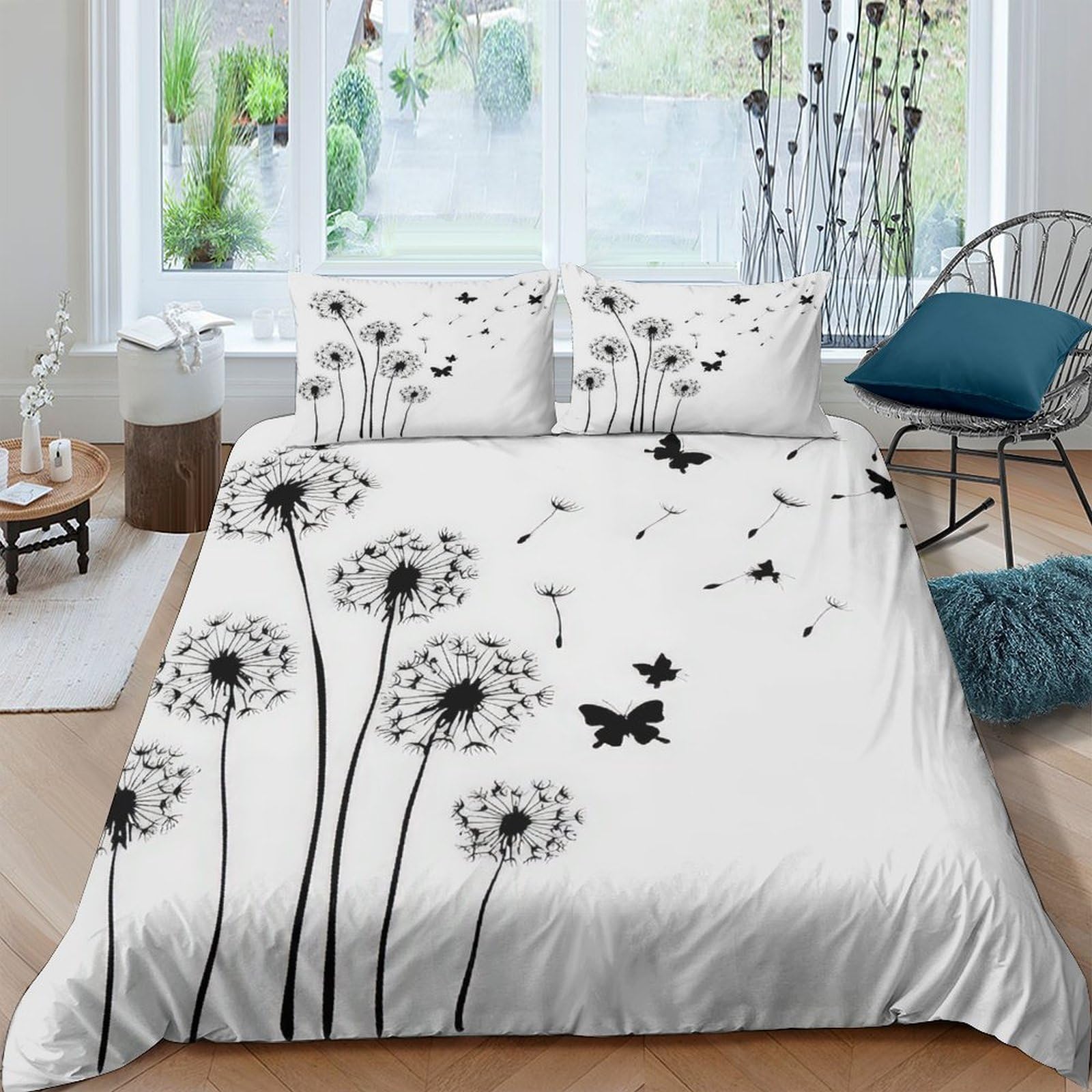 Ctjqhvkz Style-6 3D Printed Dandelion Butterfly Fitted Sheet Microfiber Soft Breathable Floral Bed Cover For Bedroom Guest Room Decor Mattress Protection Single（135X200cm）
