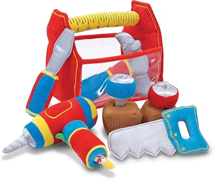 Melissa & Doug Toolbox Fill and Spill Toddler Toy with Vibrating Drill 9 pcs