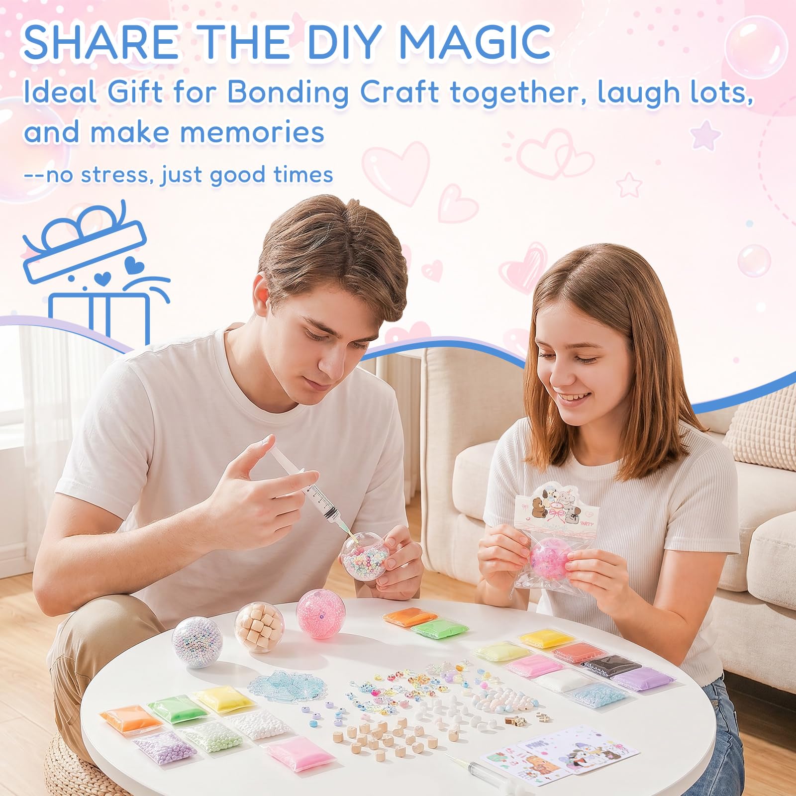 Lomantank ASMR Squishy Maker - Kit fai da te, 12 pelli in TPR in 4 forme, riempitivi assortiti, slime, argilla, strumento sottovuoto e fascette per cavi, per palline antistress fatte a mano, regalo