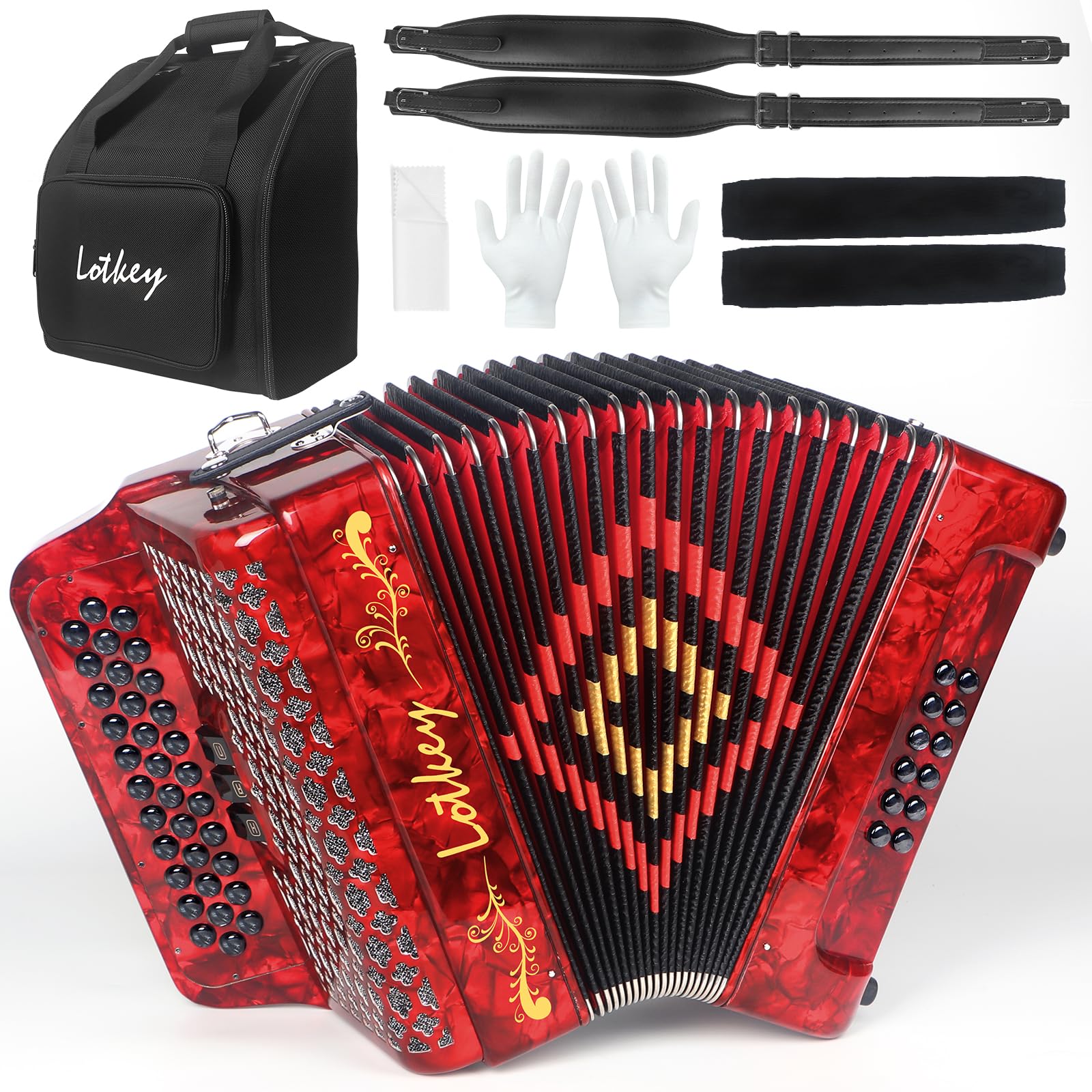 Amazon.com: Lotkey 34 Key Diatonic Accordion, 3412 Multi Tone