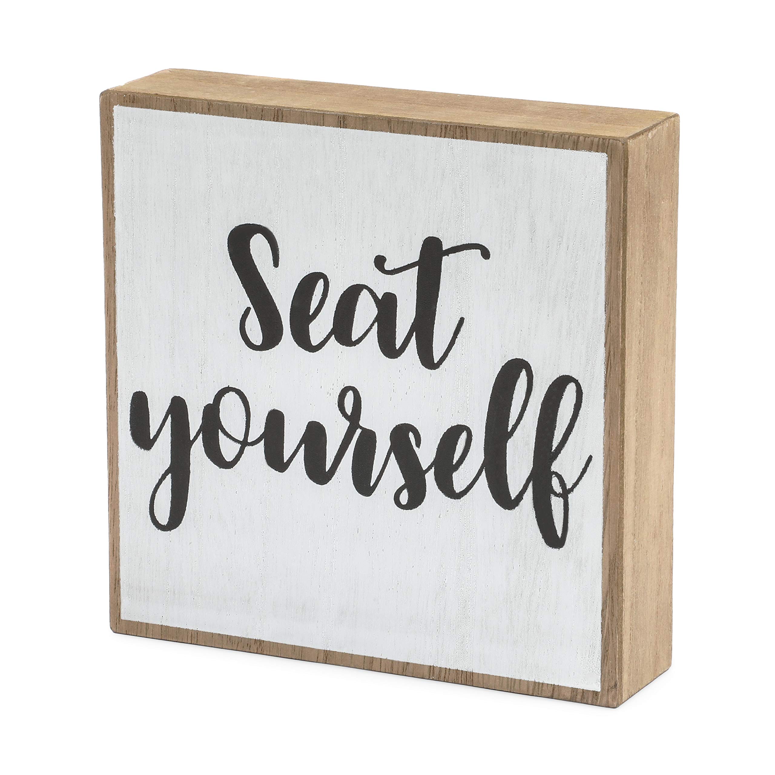 Funny Bathroom Wall Decor Sign, Seat Yourself (White, 6 x 6 Inches)