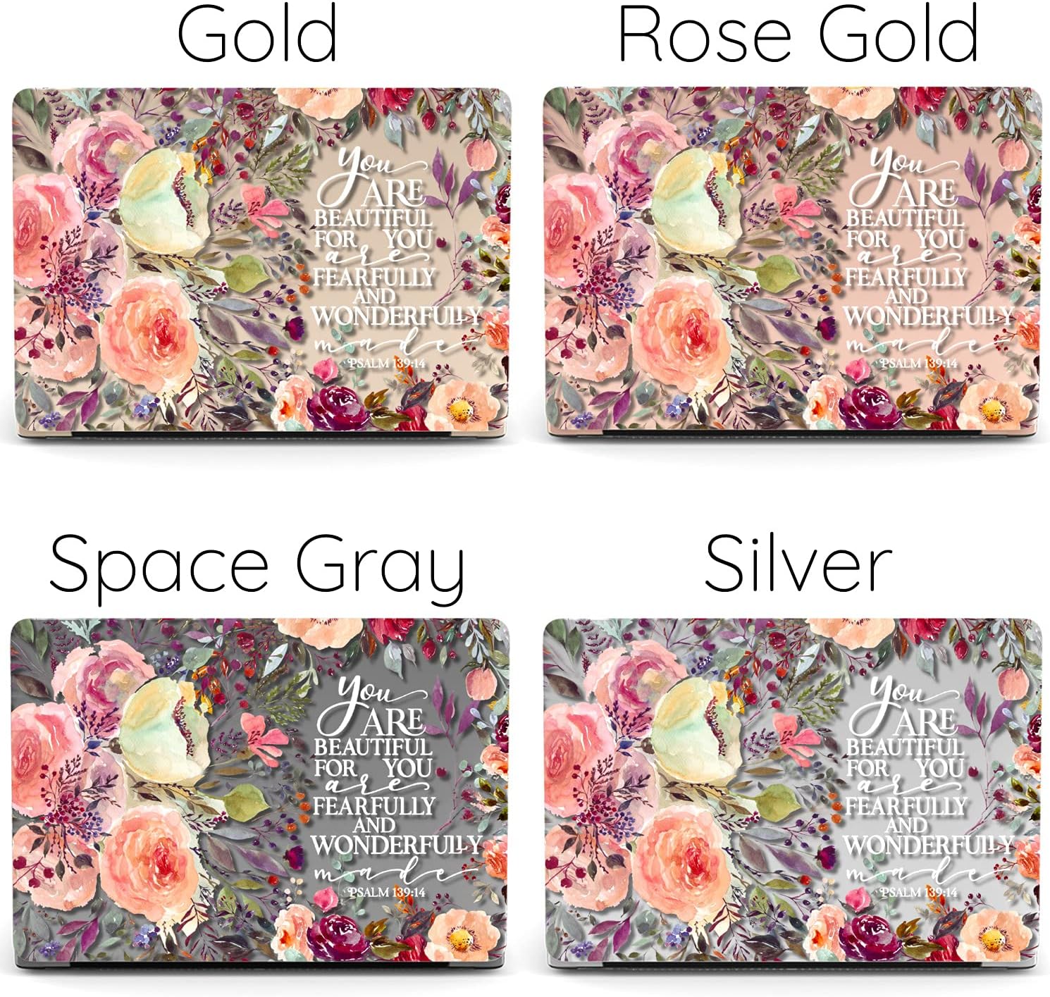 Mertak Hard Case Compatible with MacBook Pro 16 14 Air 15 13 inch M3 M2 M1 Mac 2024 2023 2022 2018 Psalm 139:14 Plastic Cover You are Beautiful Protective Floral Laptop Bible Verse Clear Saying