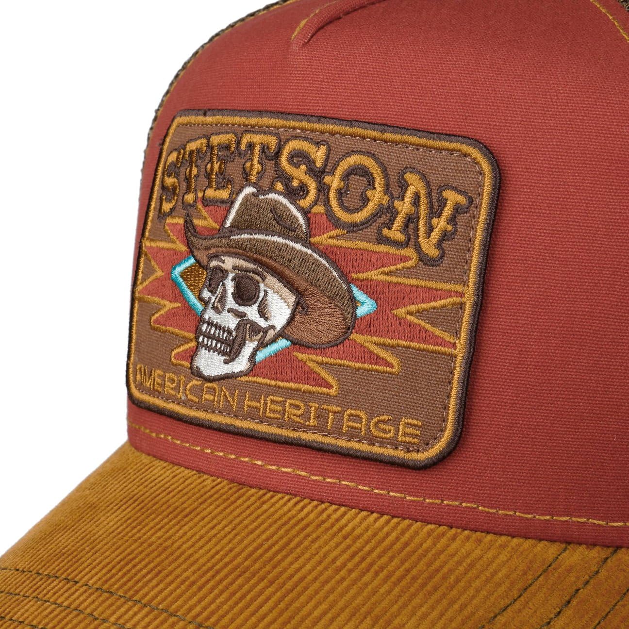 Stetson Trucker Cowboy Skull CzapkaMężczyźni - czapka tirowca baseball cap z meshu Snapback, daszkiem, daszkiem wiosna-lato jesień-zima Wiosna Lato