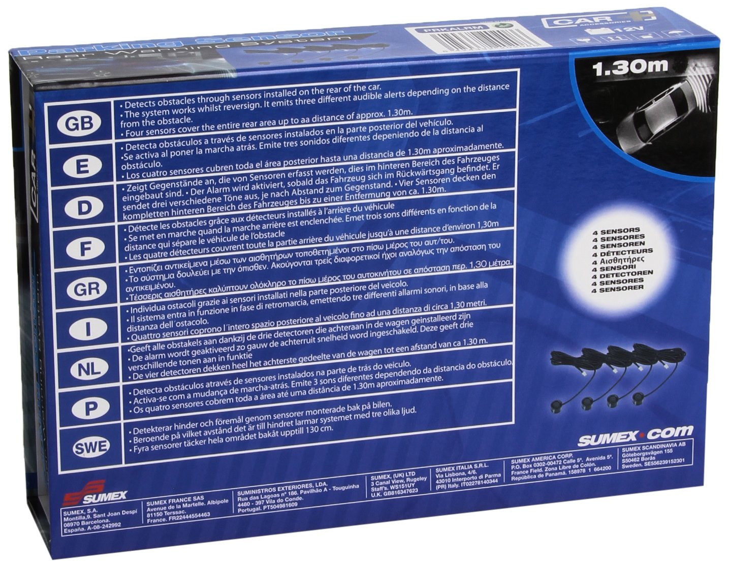 Sumex Prkalrm - Parking Sensor Sin Monitor, Sensores Traseros para Ayudar A Aparcar