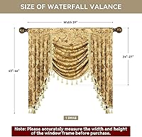 Vista 138 de Loom and Mill Luxury Waterfall Valances for Windows, Elegant Jacquard Thick Swag Curtains Valance with Tassels for Living Room, Bedroom Party Light