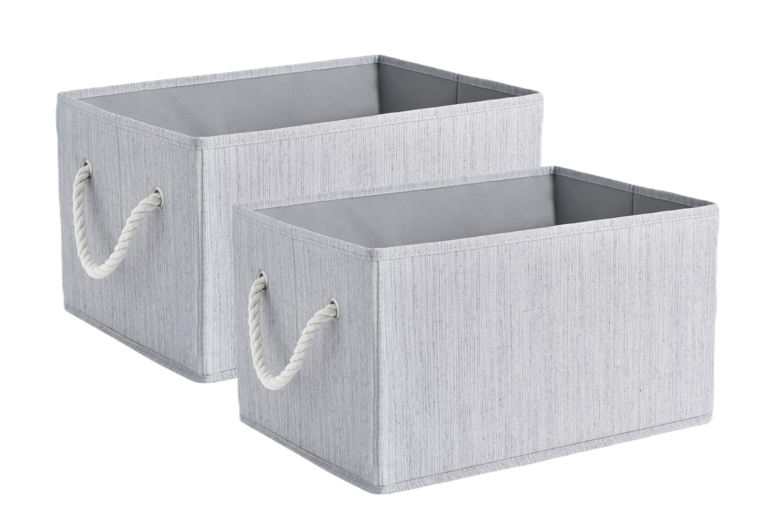 JS HANGER Aufbewahrungskörbe, 37,3 x 26 x 21 cm, faltbare Stoff-Aufbewahrungsbox mit Griff, Schrankkörbe für Organisation, Regalkorb für Regale, Grau, 2 Stück