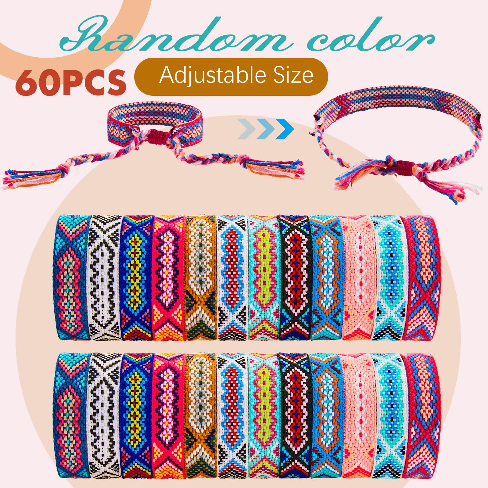 Henoyso Nepal - Pulseras tejidas de la amistad a granel, pulseras trenzadas ajustables con cierre de nudo deslizante para niños, niñas, mujeres, hombres, campamento, 12 colores aleatorios