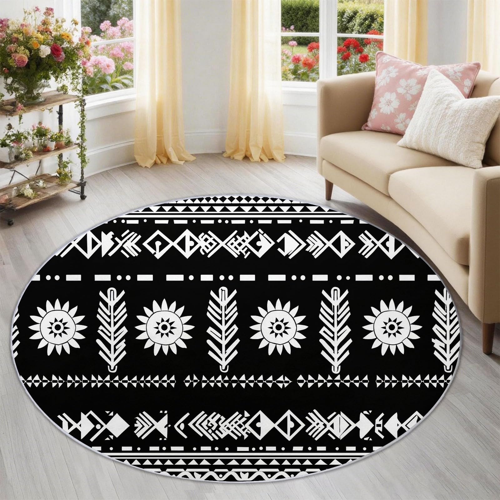 Tapis enfant lavable et antidérapant à poils courts doux style bohême