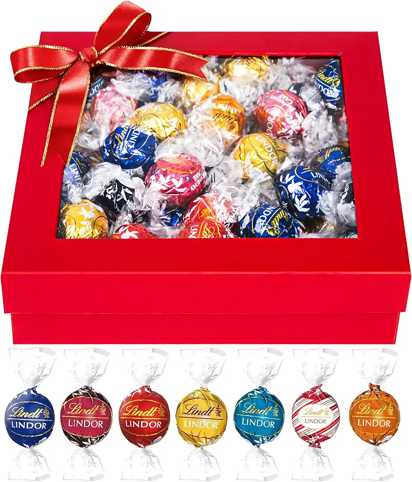 Assorted Chocolate Truffles Gift Box, 50 Gourmet Individually Wrapped Truffles, Luxury Box Of Chocolates For Birthdays, Anniversaries, Holidays, Christmas And Stocking Stuffers