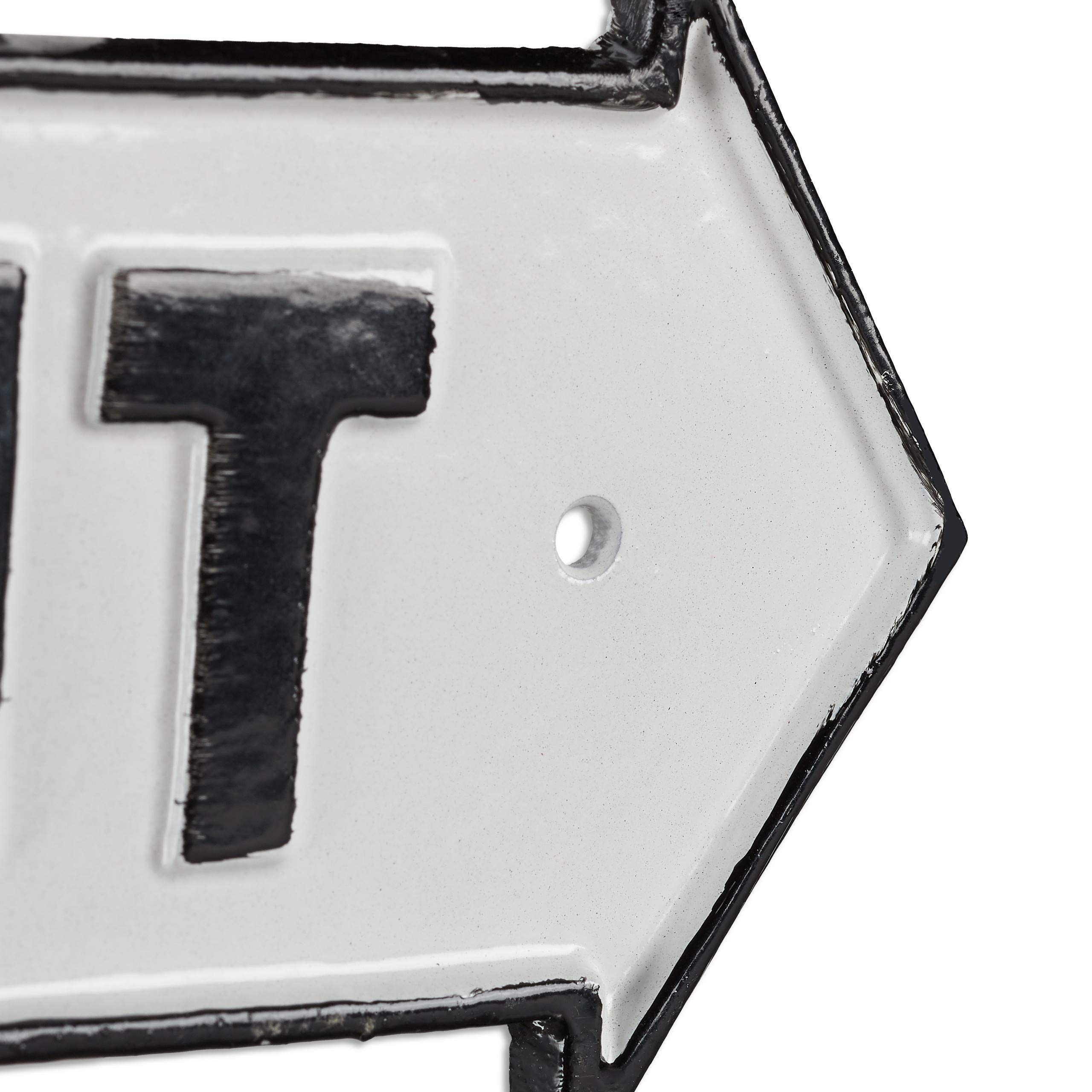 5 Placas Exit, Letreros Decorativos Pared y Puerta, Retro, Flechas Derecha, Señaléticas, Hierro Fundido, Blanco y Negro