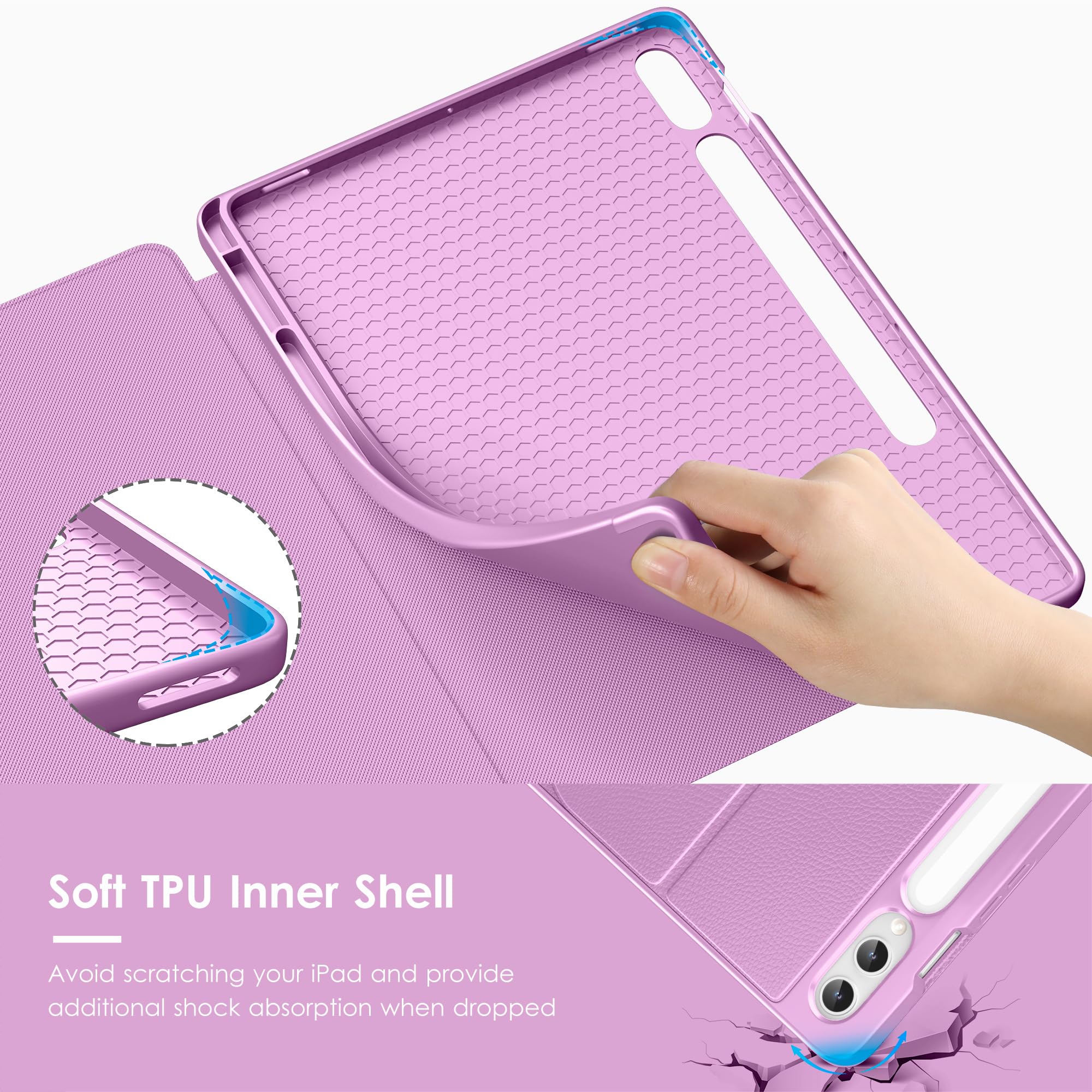 VIKESI Custodia per Samsung Galaxy Tab S10+ Plus 12,4" 2024 | Copertura con supporto multiangolare, retro morbido, portapenne, funzione automatica sleep/wake, viola