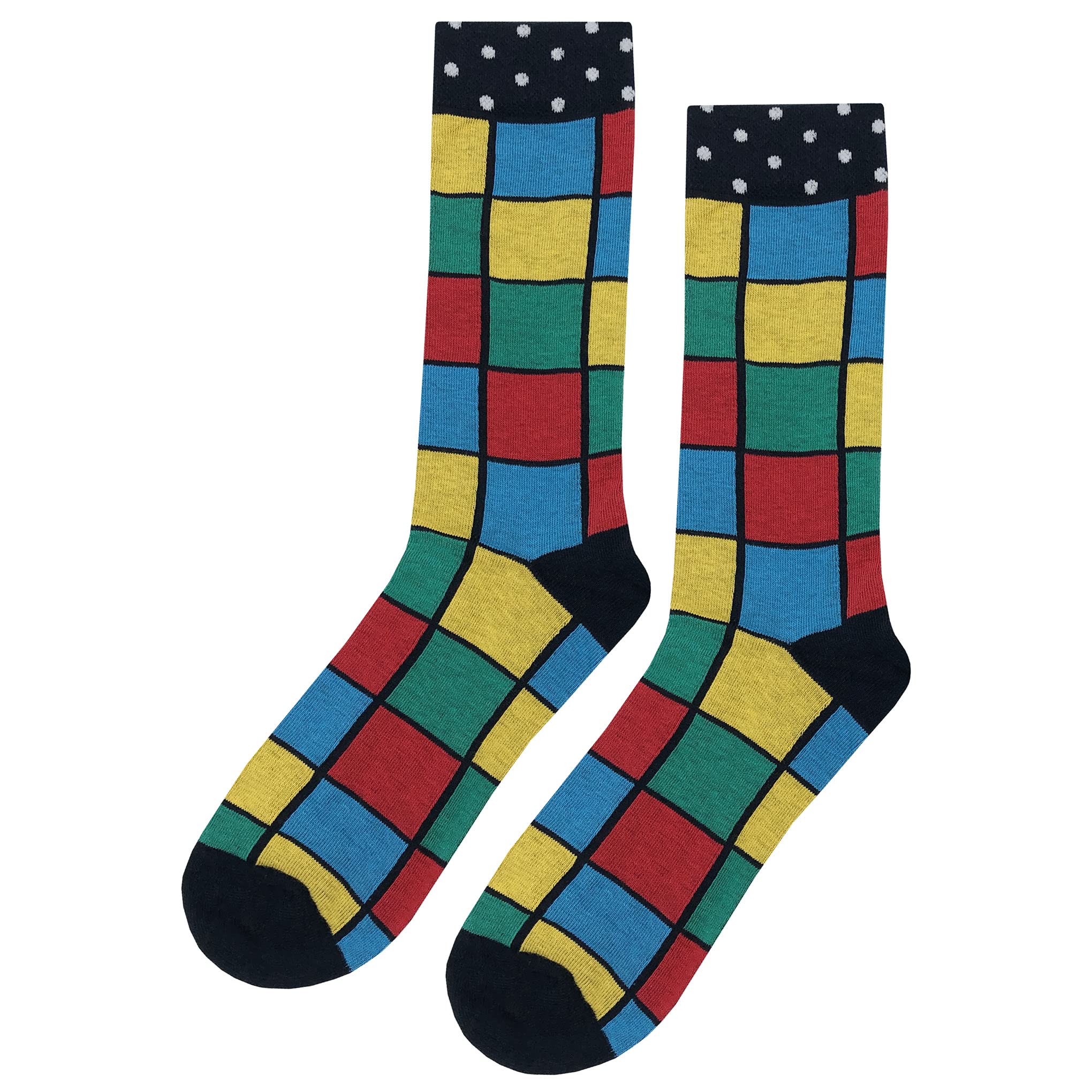 Checker Dress Socks Funny Novelty Crazy Fun Design Men Size 8-12 Cotton Casual Crew Colorful Funky Gift for Men