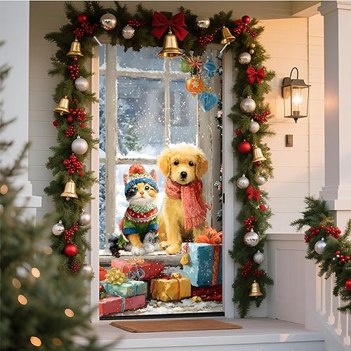 Miniatura 10 de NYZE Decoraciones de Cubierta de Puerta de Navidad Interior Papá Noel, Calcomanías de Pan de Jengibre Pancarta de Fiesta de Navidad Decoraciones de