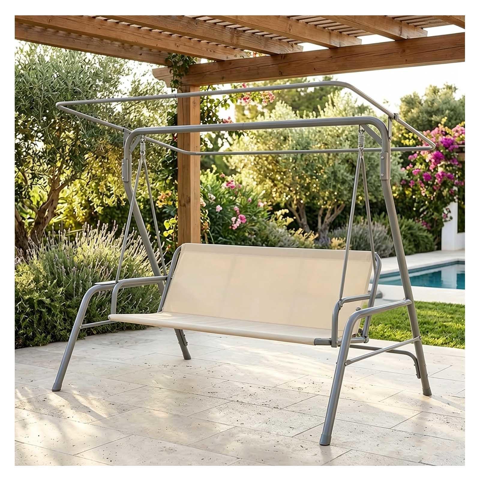 Outdoor Swing Replacement Fabric 600D Thickened Waterproof Oxford Garden Rocking Chair Cushions Covers for 2/3 Seater Patio Garden Swing Chair,Beige-43.3×17.7×21.7in