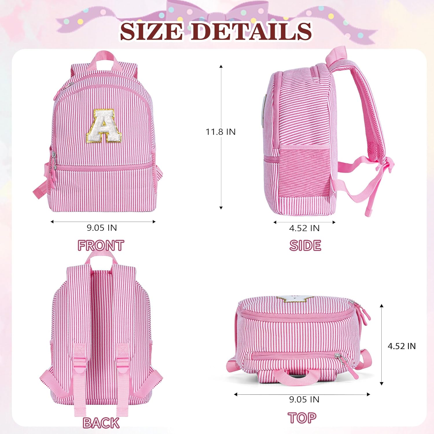 YOOLIFE Personalized Gifts Initial Birthday Gift Backpack Gift For Daughter Gifts For Sister Personalized Backpack Pink A - Image 5