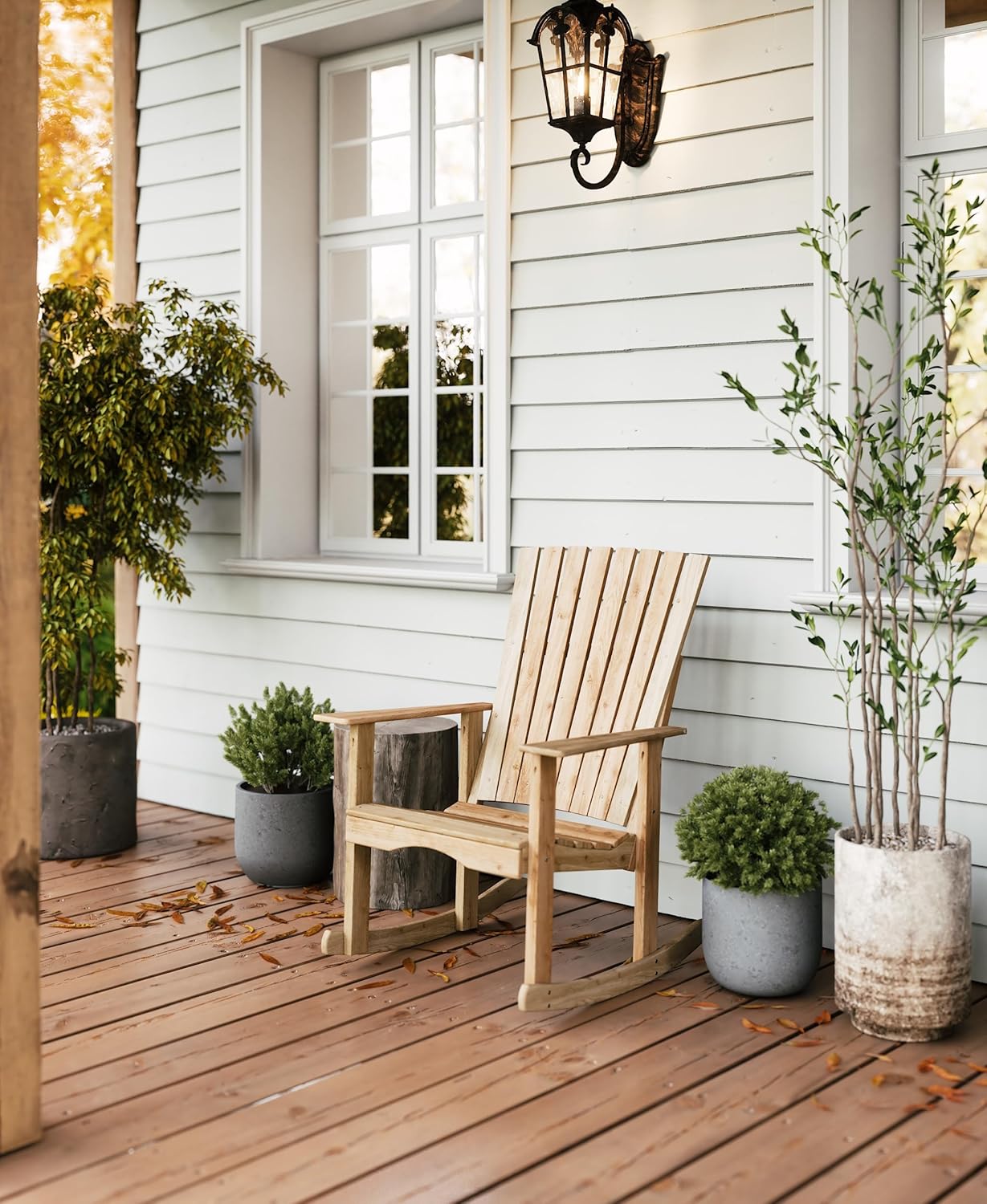 Eden Unfinished Cedar Wood Rocking Chair - Wooden Outdoor Rocking Chair Amish Crafted Porch, Patio or Garden