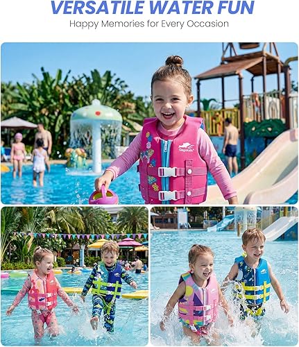 Vista 7 de Gogokids Chaleco de natación para niños pequeños, chaleco de natación de alta calidad para niños de 30-40-50-60-70-80 libras, flotadores para niños